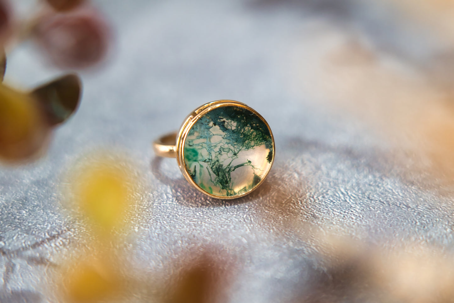 202507 【一点もの】5.71ct Green Moss Agate Silver Ring