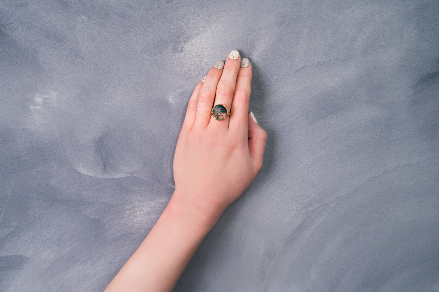 202507 【一点もの】5.71ct Green Moss Agate Silver Ring